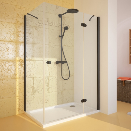 LUX RECTAN GK-103 черный матовый стекло выбеленное правое открывание двери