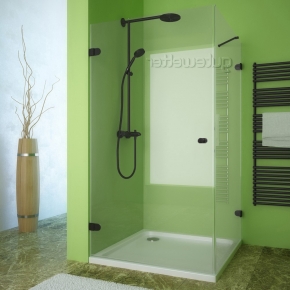 LUX SQUARE GK-001 черный матовый стекло выбеленное левое открывание двери