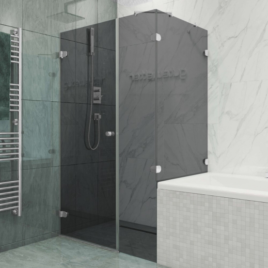 LUX SQUARE GK-003AV хром матовый стекло графитовое левое открывание двери