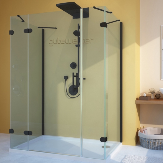LUX RECTAN GK-105A-CH02 черный матовый стекло выбеленное левое открывание двери