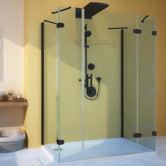 LUX RECTAN GK-105A-CH02 черный матовый стекло бесцветное правое открывание двери