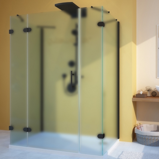 LUX RECTAN GK-105A-CH02 черный матовый стекло матовое левое открывание двери