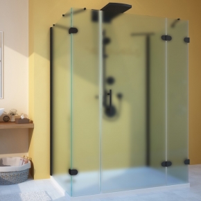 LUX RECTAN GK-105A-CH02 черный матовый стекло матовое правое открывание двери