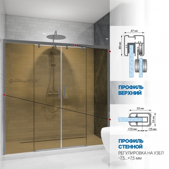 Инфографика 4 SLIDE DOOR GK-864 хром матовый стекло бронзовое