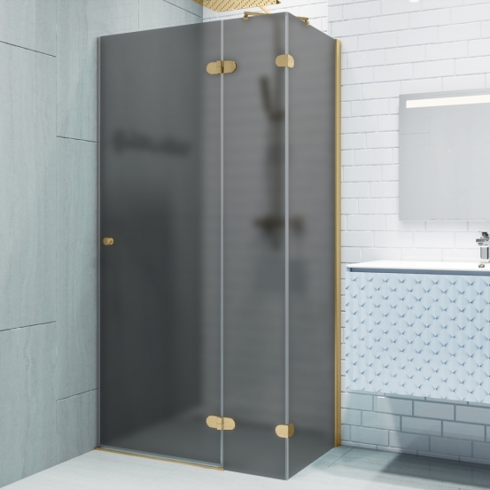 LUX SQUARE GK-883PGS золотой гальванический стекло графитовое матовое правое открывание двери
