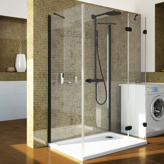 LUX SQUARE GK-104A черный матовый стекло выбеленное правое открывание двери