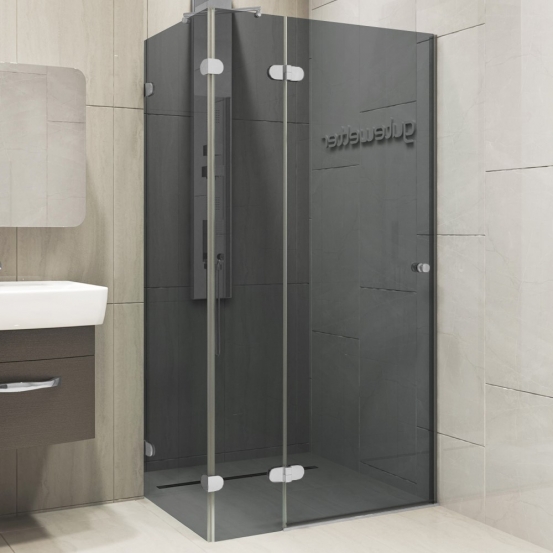 LUX SQUARE GK-883PGS-2522 хром матовый стекло графитовое левое открывание двери