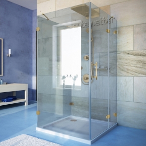 LUX SQUARE GK-004C-CH02 золотой металлик стекло выбеленное правое открывание двери