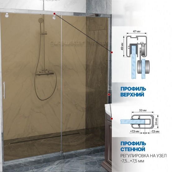 Инфографика 4 SLIDE DOOR GK-862 хром блестящий стекло бронзовое