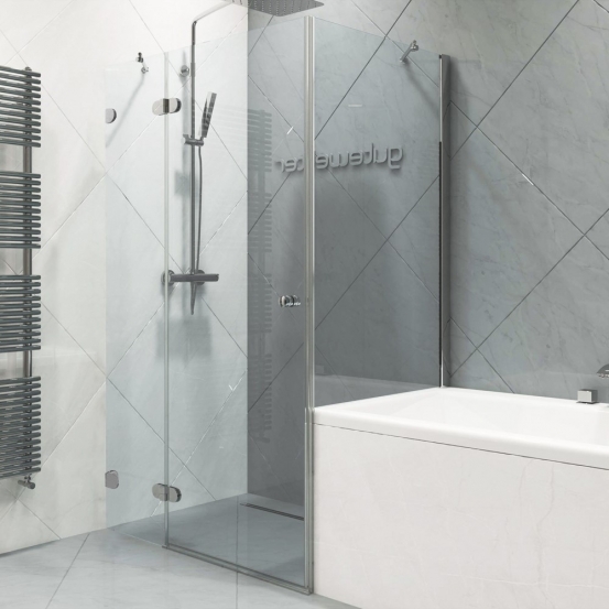 LUX SQUARE GK-003VP999 хром блестящий стекло выбеленное левое открывание двери
