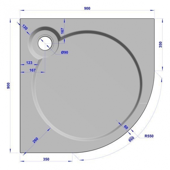 GW Deluxe 90x90x16 R-Grey #8