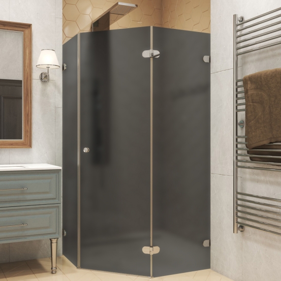 LUX FESTT GK-001-2522T хром блестящий стекло графитовое матовое правое открывание двери