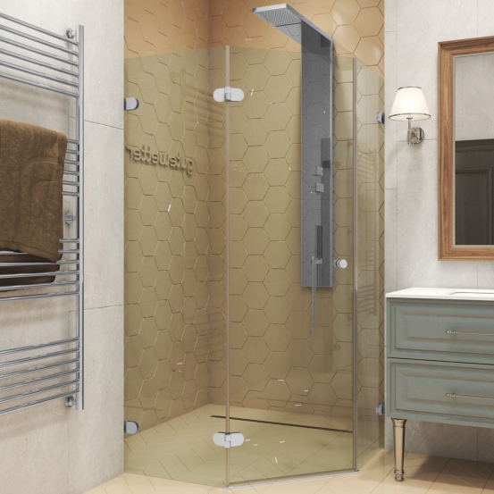 LUX FESTT GK-001-2522T хром матовый стекло бесцветное левое открывание двери