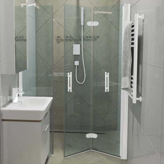 LUX DOOR GK-103C-CH02 белый матовый стекло бесцветное правое открывание двери