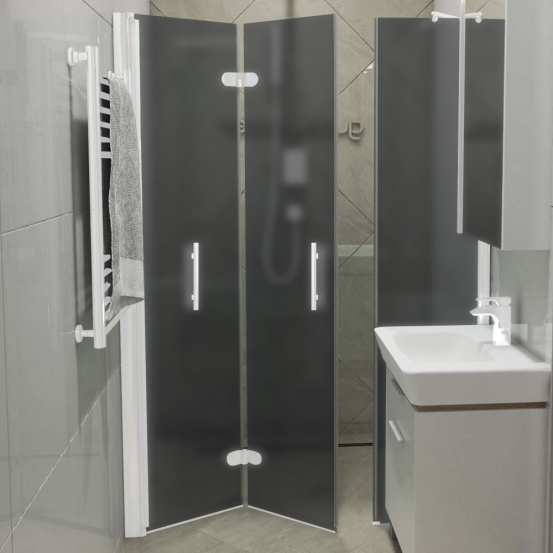 LUX DOOR GK-103C-CH02 белый матовый стекло графитовое матовое левое открывание двери