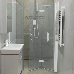 LUX DOOR GK-103C-CH02 белый матовый стекло выбеленное правое открывание двери