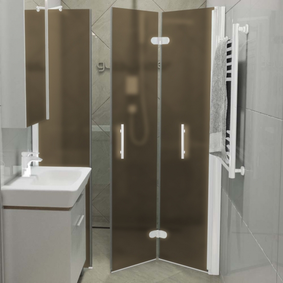 LUX DOOR GK-103C-CH02 белый матовый стекло бронзовое матовое правое открывание двери