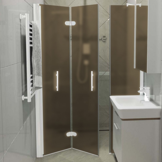 LUX DOOR GK-103C-CH02 белый матовый стекло бронзовое матовое левое открывание двери