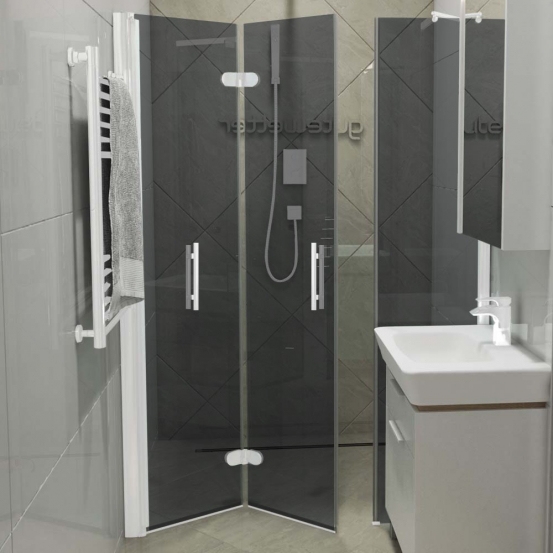 LUX DOOR GK-103C-CH02 белый матовый стекло графитовое левое открывание двери