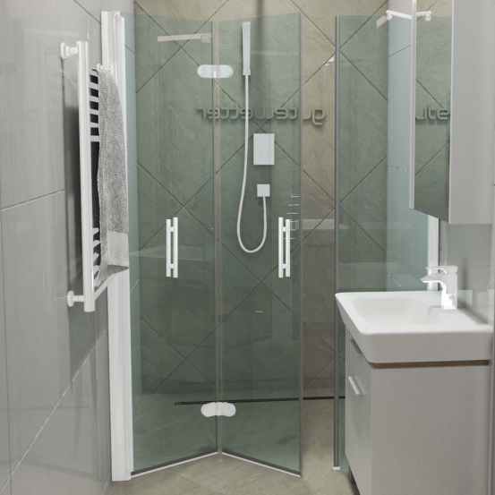 LUX DOOR GK-103C-CH02 белый матовый стекло бесцветное левое открывание двери