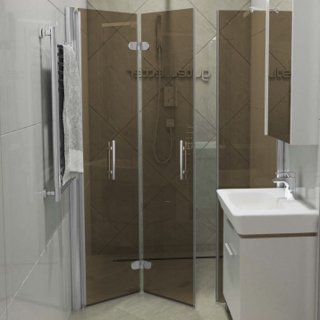 LUX DOOR GK-103C-CH02 хром матовый стекло бронзовое левое открывание двери