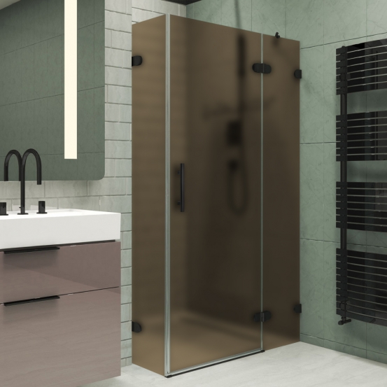 LUX RECTAN GK-003GC-2522-CH02 черный матовый стекло бронзовое матовое правое открывание двери