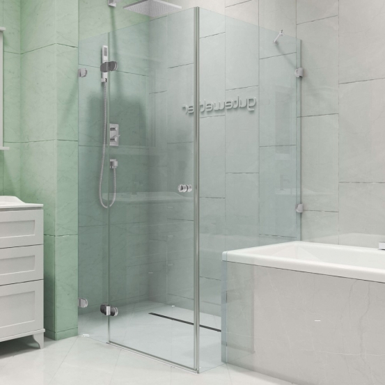 LUX RECTAN GK-003V1-2522 хром матовый стекло выбеленное левое открывание двери