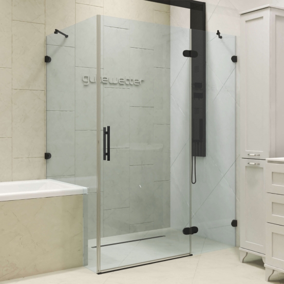 LUX RECTAN GK-003V1-CH02 черный матовый стекло выбеленное правое открывание двери
