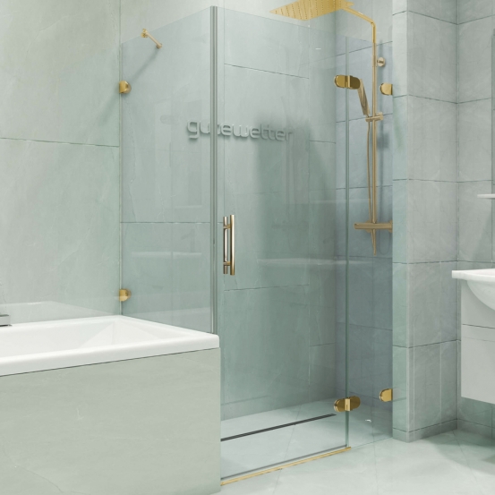 LUX RECTAN GK-003V-2522-CH02 золотой металлик стекло выбеленное правое открывание двери