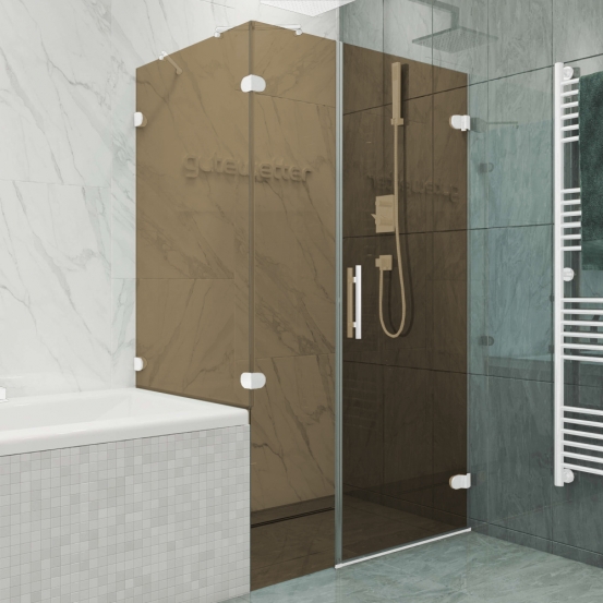 LUX RECTAN GK-003AV-CH02 белый матовый стекло бронзовое правое открывание двери