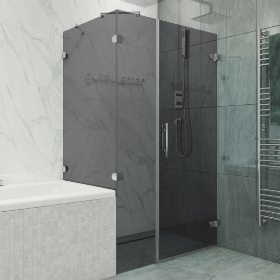 LUX RECTAN GK-003AV-CH02 хром блестящий стекло графитовое правое открывание двери