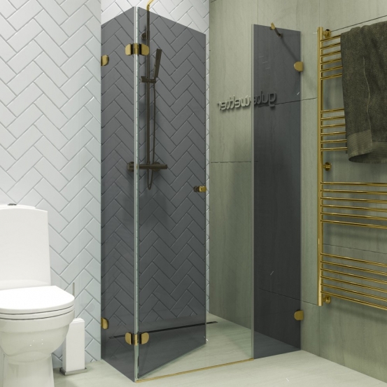 LUX SQUARE GK-003AiN-2522 золотой гальванический стекло графитовое левое открывание двери