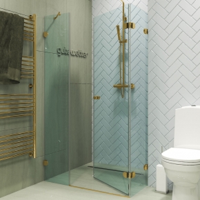 LUX SQUARE GK-003AiN-2522 золотой металлик стекло бесцветное правое открывание двери