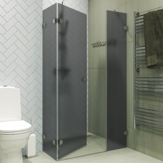LUX RECTAN GK-003AiN-2522 хром блестящий стекло графитовое матовое левое открывание двери
