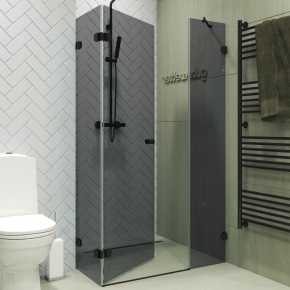 LUX RECTAN GK-003AiN-2522 черный матовый стекло графитовое левое открывание двери