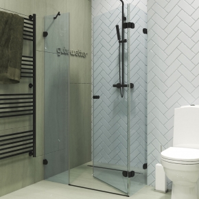 LUX RECTAN GK-003AiN-2522 черный матовый стекло выбеленное правое открывание двери