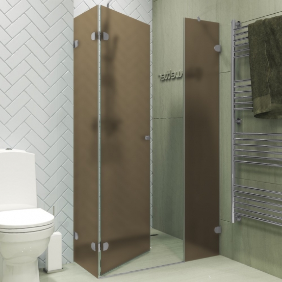 LUX RECTAN GK-003AiN-2522 хром матовый стекло бронзовое матовое левое открывание двери