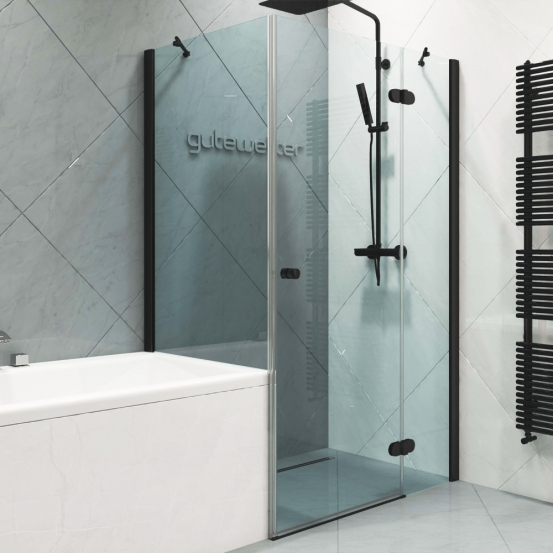 LUX RECTAN GK-003VPP999 черный матовый стекло бесцветное правое открывание двери