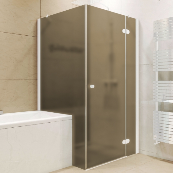 LUX RECTAN GK-003V1PP белый матовый стекло бронзовое матовое правое открывание двери