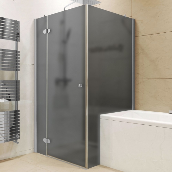 LUX RECTAN GK-003V1PP хром матовый стекло графитовое матовое левое открывание двери