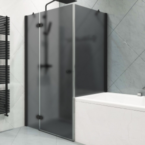 LUX SQUARE GK-003VP черный матовый стекло графитовое матовое левое открывание двери