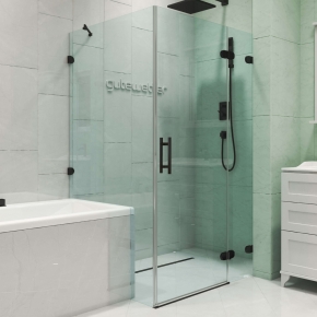 LUX RECTAN GK-003V1-2522-CH02 черный матовый стекло бесцветное правое открывание двери
