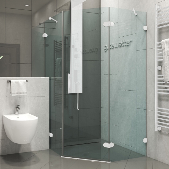 LUX FESTT GK-001-2522VP-CH02 белый матовый стекло бесцветное правое открывание двери