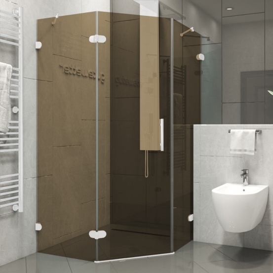 LUX FESTT GK-001-2522VP-CH02 белый матовый стекло бронзовое левое открывание двери